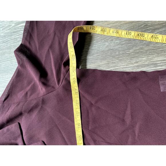 Vintage 90s Sheer Slinky Burgundy Blouse 12 Silky Model Off Duty Fairy Grunge - Picture 7 of 8